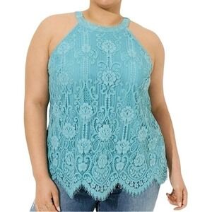 TORRID Mixed Lace Goddess Mock Neck Top NWT